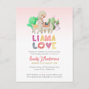 Carte Postale Llama Mama Baby Fiesta Cactus Fun Modern Girl Boy