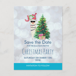 Carte Postale Llama on Silver Bokeh & Icy Blue Enregistrer la da