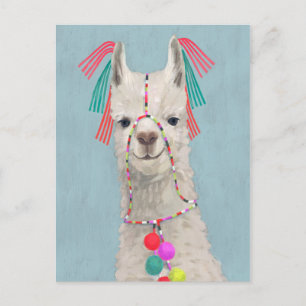 Carte Postale Llama ornée - Blanc