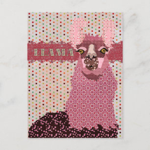 Carte postale Llama rose Pokadot