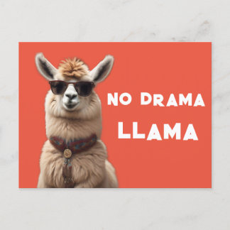 Carte Postale Llama sans drame Alapaca cool Porter des lunettes 