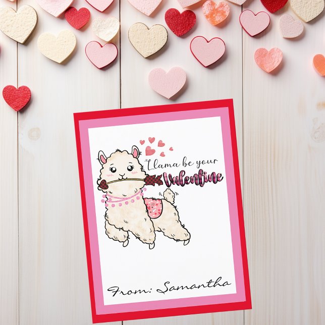 Carte Postale Llama soit votre Saint Valentin Enfants Mignons (Créateur téléchargé)