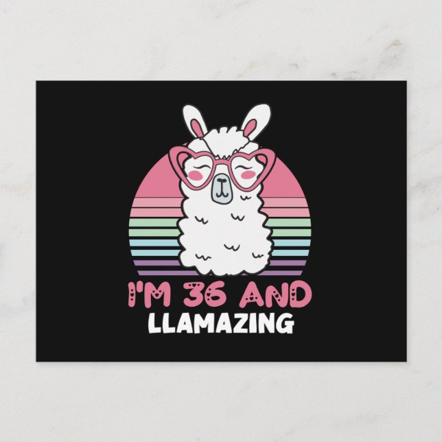 Carte Postale Llamazing 36e anniversaire 36 ans Llama (Devant)