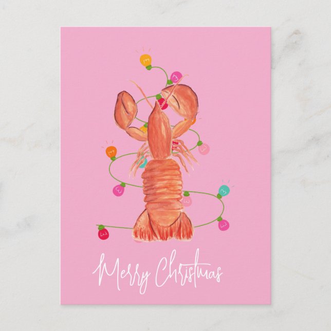 Carte Postale Lobster de Noël à l'aquarelle Crustacé   (Devant)