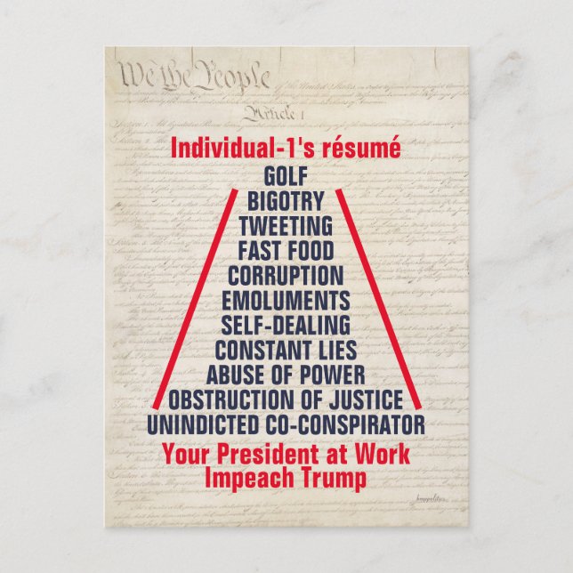 Carte Postale L'Obstruction de Trump à un titre individuel est d (Devant)