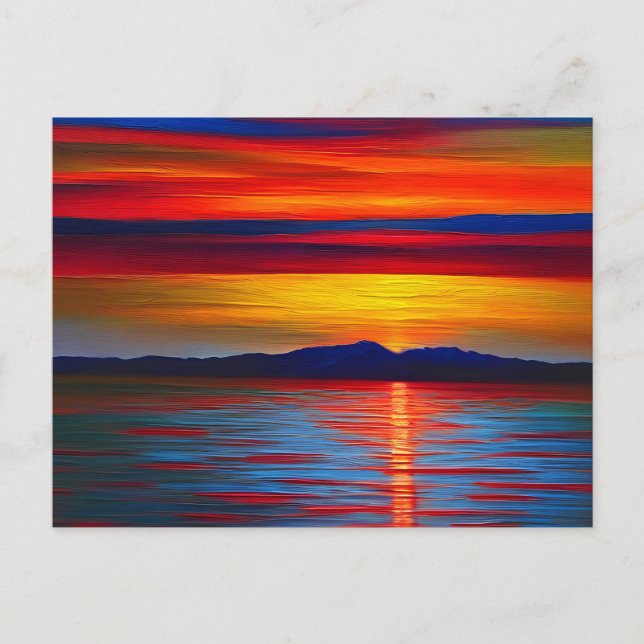 Carte Postale L'océan au coucher du soleil abstrait (Devant)