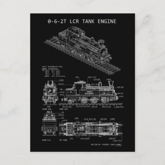 Carte Postale Locomotive à tender intégré PTW 0-6-2T "Blueprint"