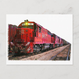 Carte Postale Locomotive diesel rouge et train