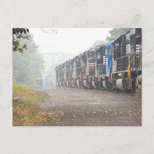 Carte Postale Locomotives Du Train Ferroviaire Dans Le Mist