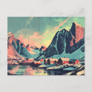 Carte Postale Lofoten Islands, Norvège Voyage Rétro