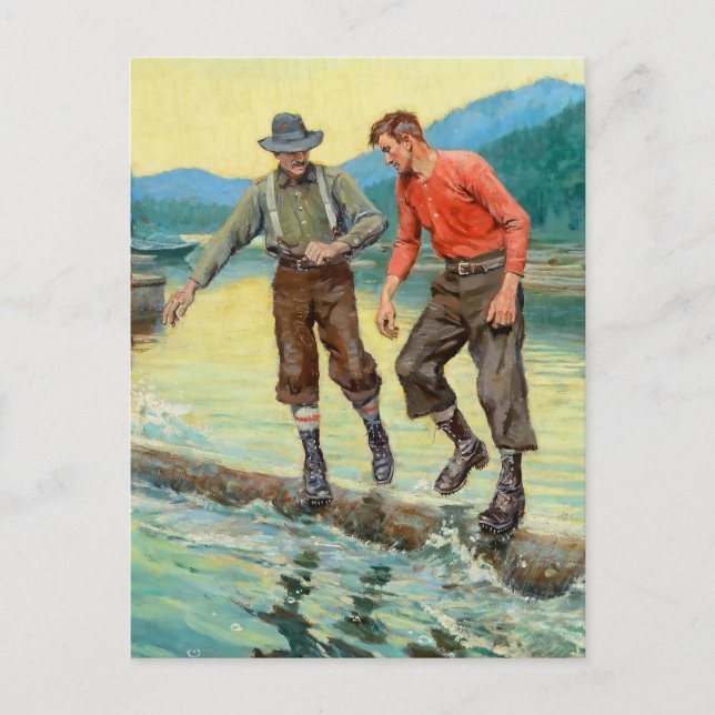 Carte Postale « Log Rollers » Art occidental de Philip R Goodwin (Devant)