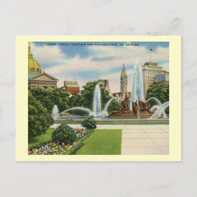 Carte Postale Logan Circle, Philadelphie Vintage (Devant)