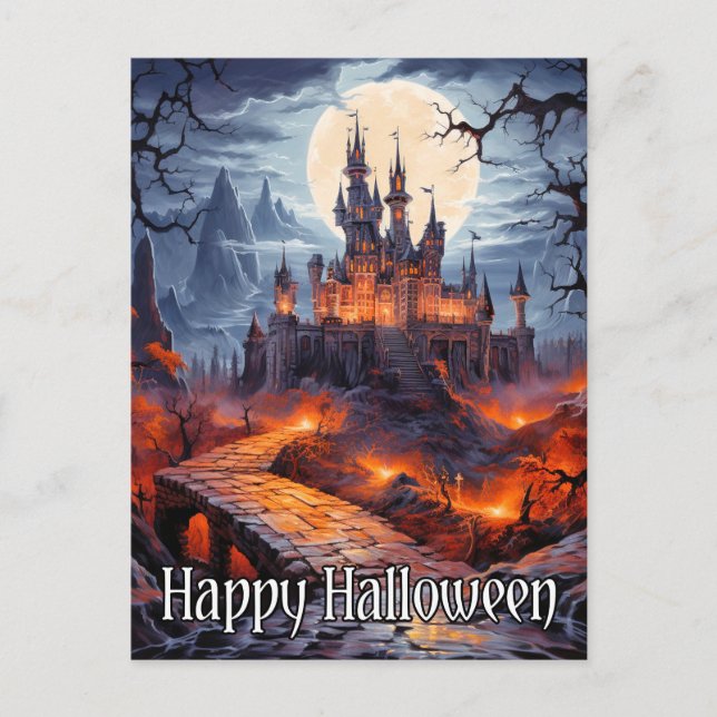 Carte Postale Logement Hanté éffrayant Sous Une Pleine lune (Devant)