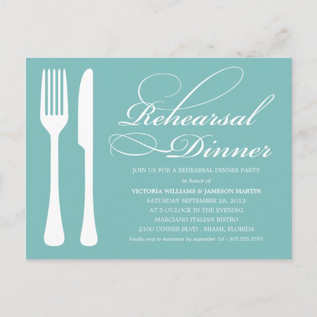 CARTE POSTALE LOGICIEL BLEU | REHEARSAL DÎNER INVITATION (Devant)