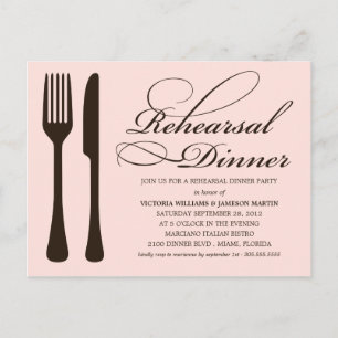 CARTE POSTALE LOGICIEL ROSE ET NOIR   REHEARSAL DÎNER INVITATION