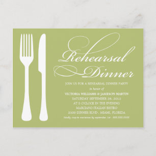 CARTE POSTALE LOGICIEL VERT REHEARSAL DÎNER INVITATION