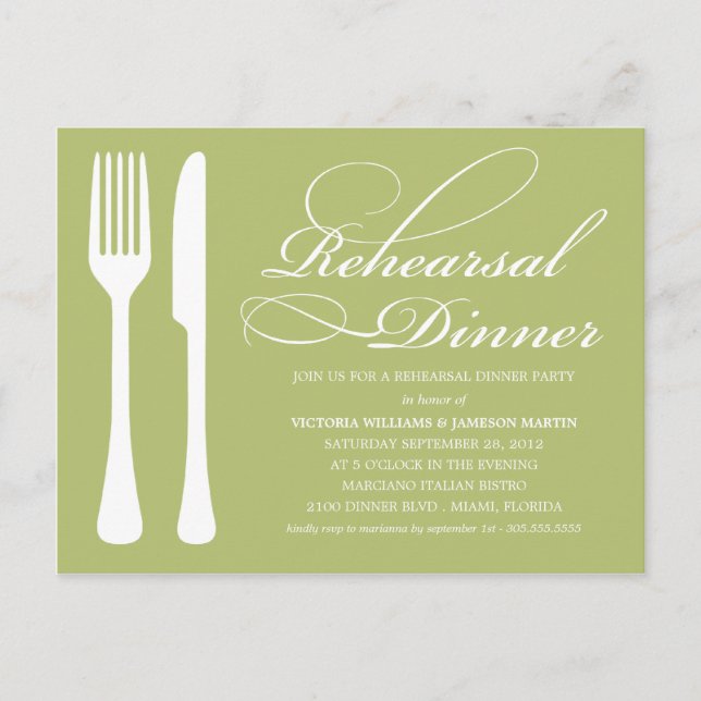 CARTE POSTALE LOGICIEL VERT | REHEARSAL DÎNER INVITATION (Devant)