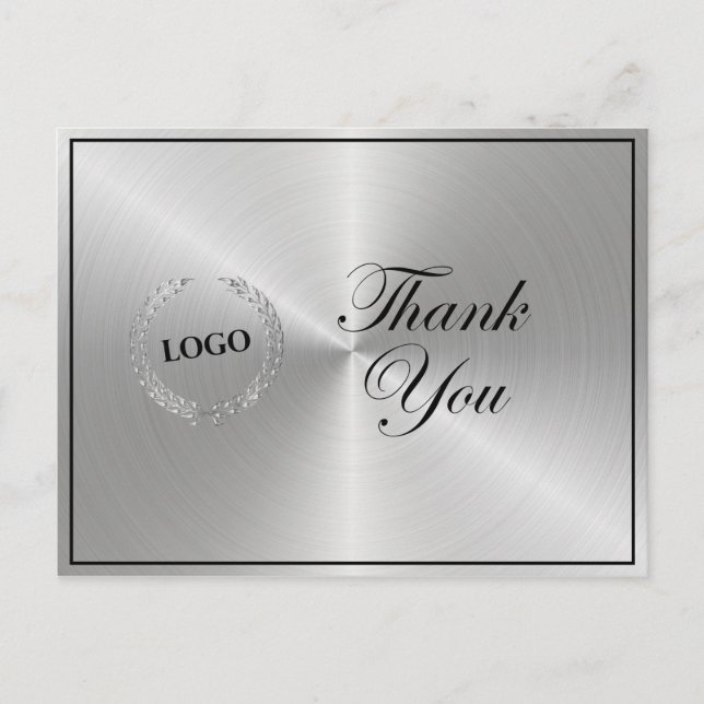 Carte Postale Logo Argent Entreprise Merci (Devant)