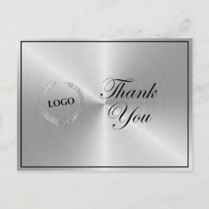 Carte Postale Logo Argent Remerciement Entreprise
