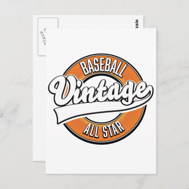 Carte Postale Logo baseball vintage. (Devant / Derrière)