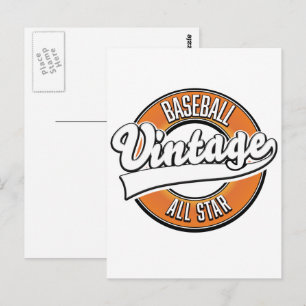Carte Postale Logo baseball vintage.
