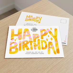 Carte Postale Logo Crayon Jaune Amusant Anniversaire Écrit à la