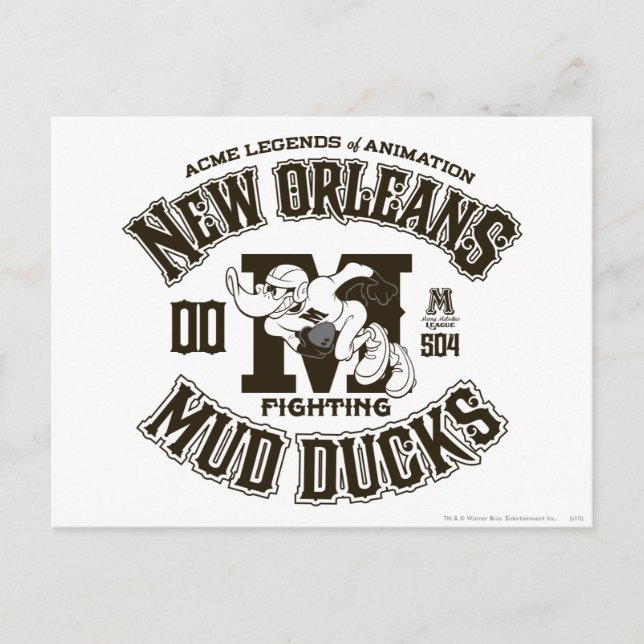 Carte Postale Logo DAFFY DUCK™ New Orleans Mud Ducks Logo 2 (Devant)