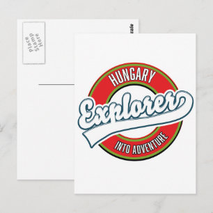 Carte Postale logo d'aventurier explorateur de Hongrie