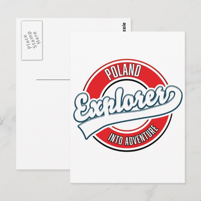 Carte Postale logo d'aventurier explorateur de Pologne (Devant / Derrière)