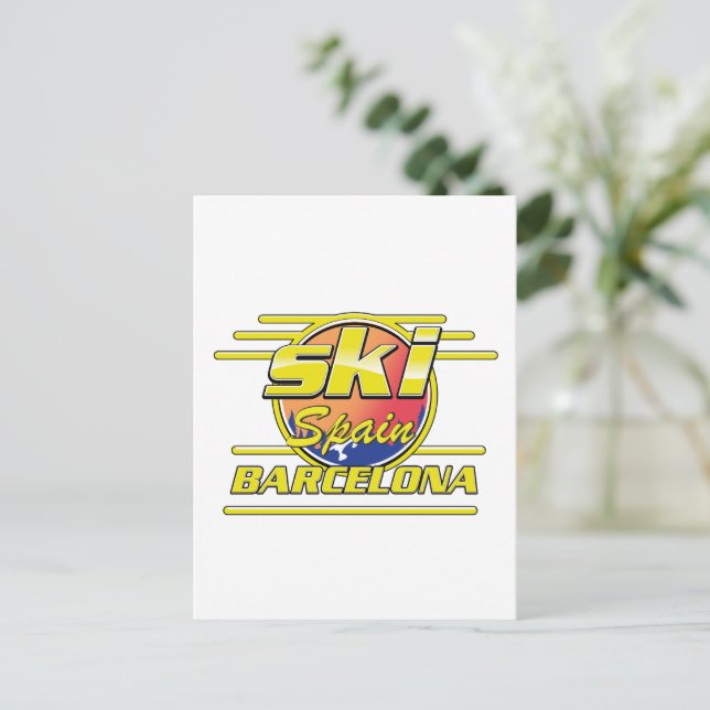 Carte Postale logo de Barcelone Espagne pour skier (Debout devant)