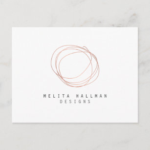 Carte Postale Logo de gravure minimaliste du concepteur en or Ro