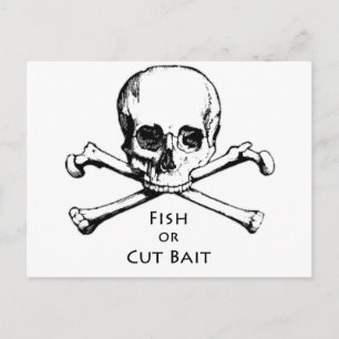 Carte Postale Logo de Jolly roger de pirate "Poisson ou appât co