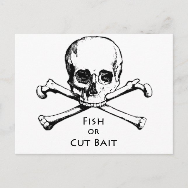 Carte Postale Logo de Jolly roger de pirate "Poisson ou appât co (Devant)