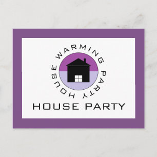 Carte Postale Logo de la maison violet, Invitation de la fête du