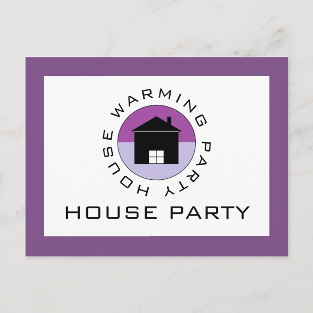 Carte Postale Logo de la maison violet, Invitation de la fête du (Devant)