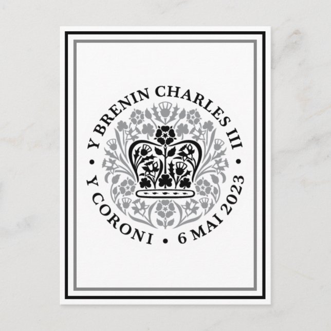 Carte Postale Logo de l'emblème du couronnement gallois King Cha (Devant)