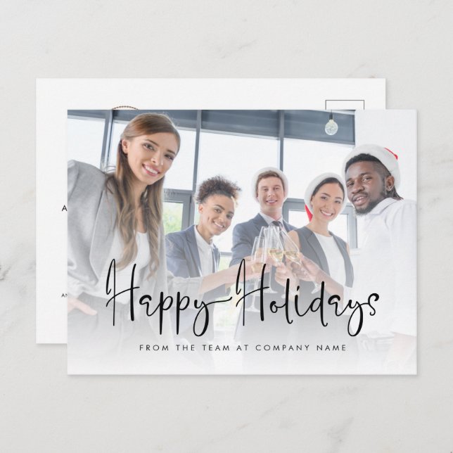 Carte Postale Logo de l'entreprise Ajouter photo Happy Holidays  (Devant / Derrière)