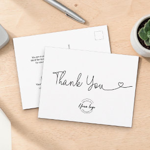Carte Postale Logo de l'entreprise avec un script de remerciemen