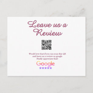 Carte Postale logo de l'entreprise de revue Google Scan QR revie