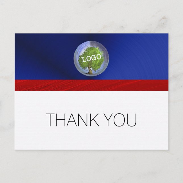 Carte Postale Logo de l'entreprise Merci bleu blanc rouge (Devant)