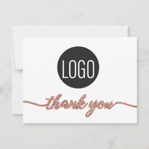 Carte Postale Logo de l'entreprise Rose client Merci or