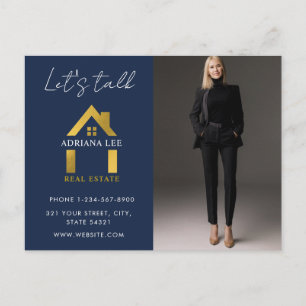 Carte Postale Logo de maison de luxe en or bleu pour l'immobilie