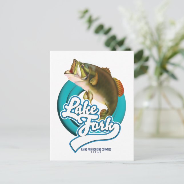 Carte Postale logo de pêche du lac Fork Texas. (Debout devant)