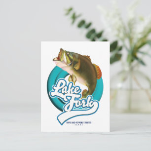 Carte Postale logo de pêche du lac Fork Texas.