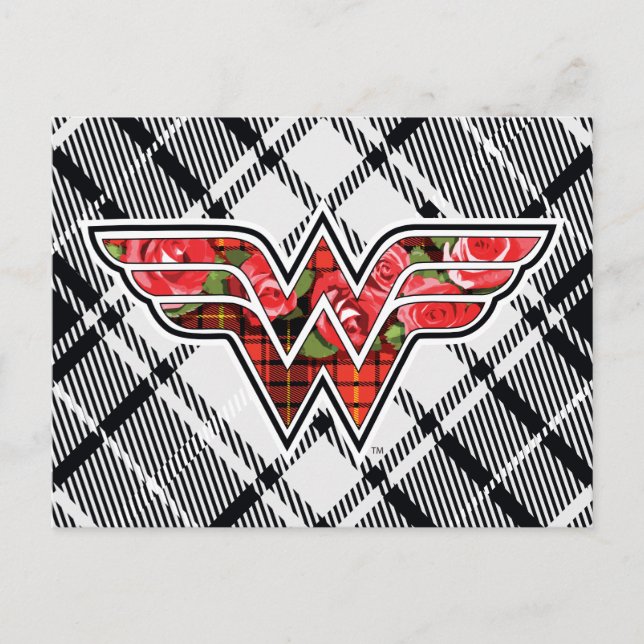 Carte Postale Logo de Red Roses et Plaid Wonder Woman (Devant)