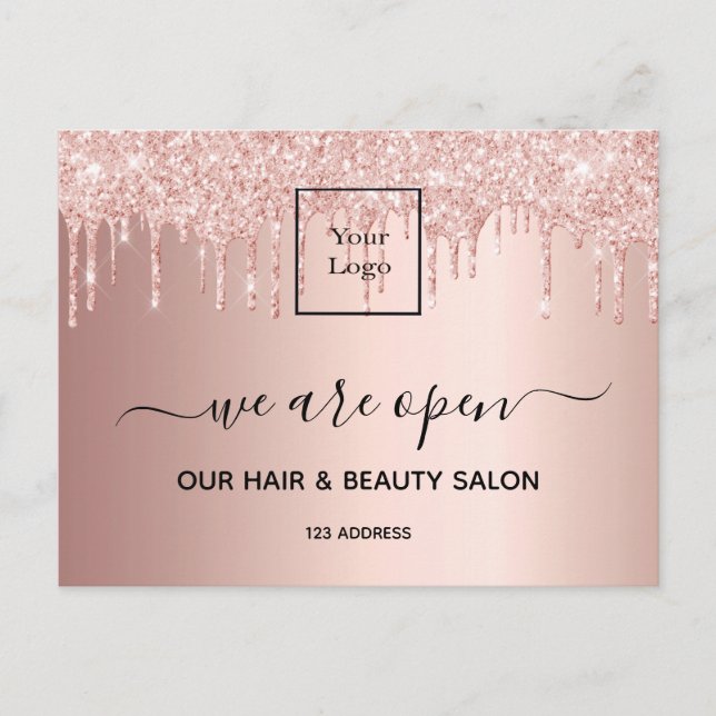 Carte Postale Logo de réouverture d'un salon de beauté cheveux r (Devant)