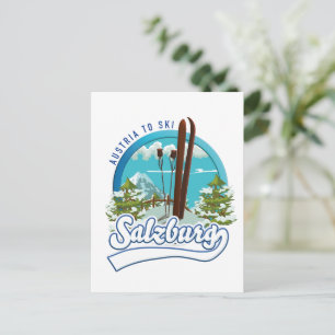 Carte Postale Logo de ski de Salzbourg Autriche.