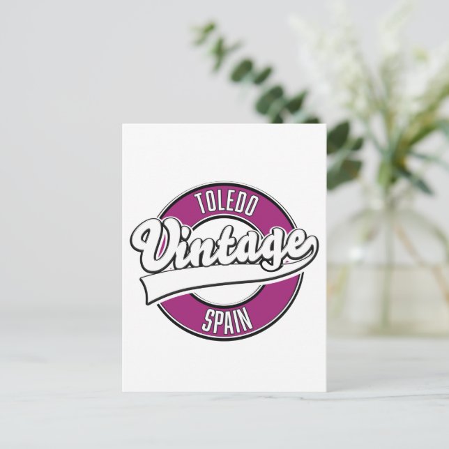 Carte Postale logo de Tolède Espagne style rétro (Debout devant)