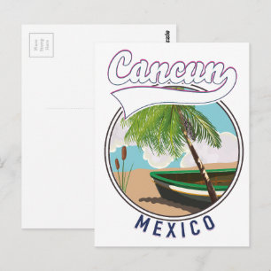Carte Postale logo de voyage de plage de Cancun au Mexique