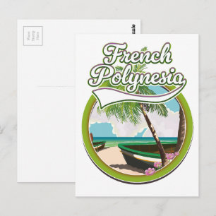 Carte Postale logo de voyage en Polynésie française.